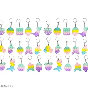 Pop It Pop Keychain – Return Gifts for Birthday Party for Kids | Pop it Keychain Fidget Toys for Kids | Stress Relief Toy | ASMR Toy (Pack of 30 )