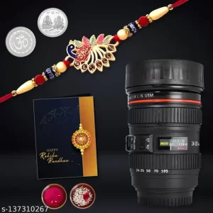 Periapt Rakhi Combo for Brother with Camera Lens Coffee Mug ,Rakhi with Gift| Rakhi Gift set of 1 | Designer Rakhi | Rakhi for Brother/Sister | K1_252_M720