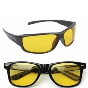 Men Black Fiber & Plastic Sports , Night Vission Mc Stan Sunglasses (Pack of 2)