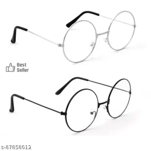 LeeWay Round Spectacle Frame | LW-088 | Clear Silver Round & Clear Black Round | High Quality | Free Size