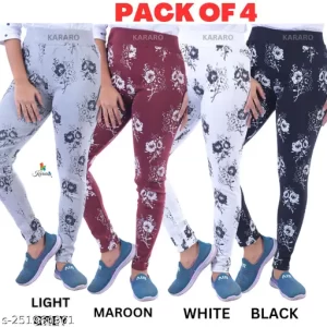 KARARO WOMENS BIG FLOWER PRINT JEGGINGS(PACK OF 4)