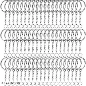 Silver Plated Alloy Split 30pcs Key Chains 25mm with 26mm chains and 30pcs Open Jump Ring for Craft Key Ring (pack of 30)