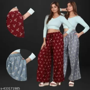 Western Womens Palazzo And Pants For Girls Printed Pocket Palazzo
