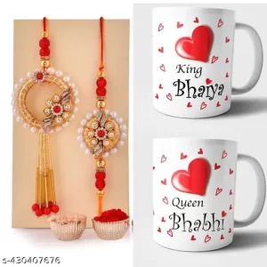 Rakhi Set (Rakhi Set Of 2 For Brother and Bhabhi, Rakhi Combo Set, Rakhi Mug Gift Set)