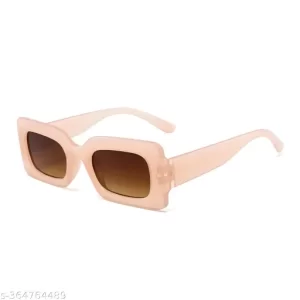 SYGA Women’s Retro Square Small Frame Cross-Border Sunglasses Personalized Colorful Hip-Hop Glasses (Beige)