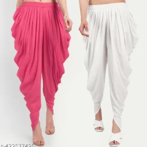 Women’s Viscose rayon Dhoti Patiyala Salwar Harem Bottoms Pants Combo Pack of 2