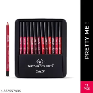 Shryoan Pretty Me Bold Lipliner & Eye Liner Pencil | Set of 12 | Waterproof & Smudge Proof | Long-lasting Lip Liner | Matte Finish Lip Pencil | Non-drying Formula, (1.8gm X 12)