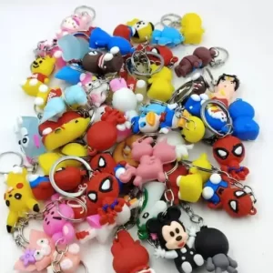 pack of 20 Each keychain boasts a unique and lively cartoon character, turning your keys or bags into a playful canvas of color and charm. Select the one that resonates with your style and mood.