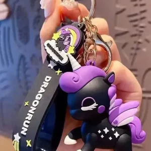 Cute black unicorn keychain