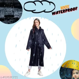 Skin World 100% Waterproof Rain Coat Hooded Universal Outdoor Portable Suit for Men Women Boys & Girls – Blue