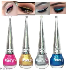 Touchup Smudge proof Glitter Liquid Eyeliner set of 4, 5ml Each, Pink, Gold, Silver and Blue