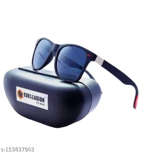 EYELLUSION Men Black Rubber Wayfarer , UV Protected Sunglasses (Pack of 1)