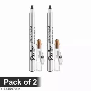 Dazller Eyeliner Pencil, 1.5g, Pack of 2, Jet Black Matte, Smudge-proof, Water-resistant, Lightweight, Long stay, Smooth gliding, Built-in sharpener