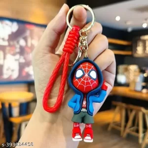 Onitore Blue Hoodie Spiderman 3D Silicon Keychains With Bag Charm and Strap Gift Item for Super Hero fan