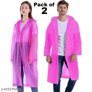 Unisex Raincoat With Hood Pack of 2Pcs