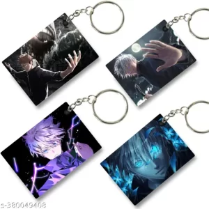 Replix Premium (Pack of 4) Jujutsu Kaisen Anime Printed Keychain For Bike, Scooty, Car, Acrylic Keyholder