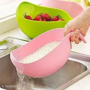 Plastic Fruit Bowl Thick Drain Basket with Handle
