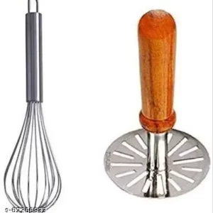Rockfield Combo Set of 2 pcs Stainless Steel Potato Vegetable Masher & Egg Whisker other Kitchen Tools