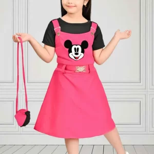 Girls Unique Cotton Party wear Frock & Dresses Combo only for Kids Clothing (Sizes :- 6-12 Months, 1-2 Years, 2-3 Years, 3-4 Years, 4-5 Years, 5-6 Years, 6-7 Years, 7-8 Years, 8-9-10 Years)(Colors :- Pink & Black) Girls Partywear Cotton Frock & Dresses Combo only for Kids Clothes (Pack of 1)