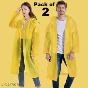 Unisex Raincoat With Hood Pack of 2Pcs