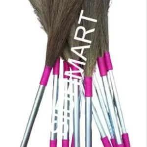 SIDHMART – (Pack of 4) Steel Pipe Kleen Sweep Natural Grass Broom Stick for Home Cleaning | Phool Jhadu with 32 cm Long Handle | Housekeeping & Cleaning Supplies Product for House & Office