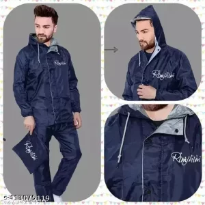 Rain Coat for Men Waterproof for Bike Raincoat for Men with Hood. Set of Top and Bottom.