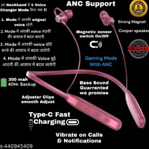 N60 High Quality Sound 3 Days Battery Backup Bluetooth Neckband Wireless Headphone N82