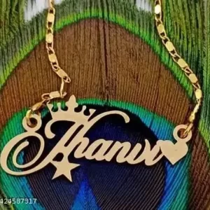 Name : Customized / Personalized Single Name Heart Necklace / Keychain / Pendant With Ur Name Or Love One Name With 24k Gold Plating and Laser Cutting Finish,