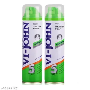 VI-JOHN Classic Menthol Shave Foam for Sensitive Skin with Tea Tree Oil (200 GM EACH) (PACK OF 2) (400 g)