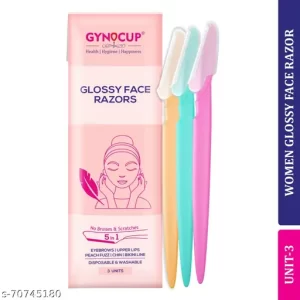 GynoCup Reusable Face Razor for Women Facial Hair- 3 Razors | Instant & Painless Hair Removal | For Eyebrows, Upper Lip, Forehead, Peach Fuzz, Chin and Sideburns | Dermaplaning Tool
