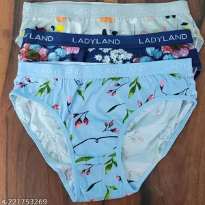 Ladyland Women’s Cotton Mid Waist Panty Briefs / Hipster Innerwear Soft Stretchable Panties Womens & Girls Cotton \Briefs Combo Set � Pack of 3