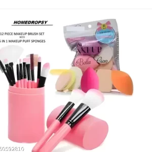 essional 12 Piece Makeup Brush Set With Box + Soft 6 in 1 Makeup Sponge Pack (Pack of 18)