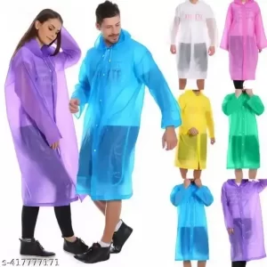 Infispace 1Pc Kids Reusable Random Color Waterproof Raincoat | Polyester Long Raincoat Pocho with Adjustable Hood for Rain | Perfect for School, Adventure and Outdoor Trip | Easy to Carry