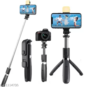 Selfie Stick with Tripod Stand, Bluetooth Extendable Tripod for Mobile Phone, 3-in-1Multifunctional Selfie Stick for All Phones.