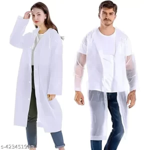 Raincoat Unisex – White – Medium Size
