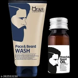 Qraa Men Daily Value Pack, Combo of Mooch Oil 30ml, Face and Beard Wash100gm ( Pack of 2)