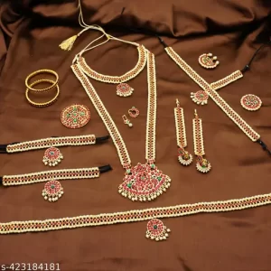 Kempu Ful bridal set | Multicolor Brass Metal Bharatanatyam | Dance jewellery Set