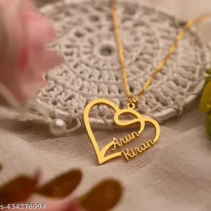 Name : Customized / Personalized Single Name Heart Necklace / Keychain / Pendant With Ur Name Or Love One Name With 24k Gold Plating and Laser Cutting Finish,