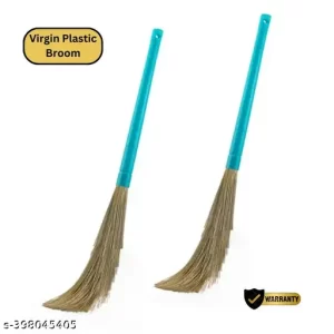 Big Deal, Plastic Broom For Floor Cleaning With Soft Bristles (Pack Of 2)