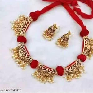 chokher necklace, choker necklace set for girls, choker set for women, chokr, jewellery choker set, jewellery choker set, neck chokers for women, jwellery set for women party wear, chik, chukar necklace with earrings jhumka, beautiful stylish fashionable trendy red chokhar chokar jewellery set