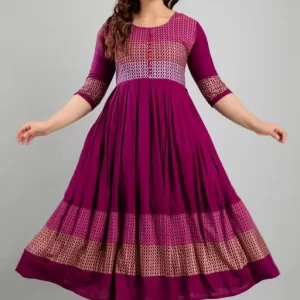 Women Rayon Printed Aaradhya Anarkali Kurtis
