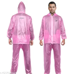 RAINCOAT WITH HOOD WATER RESISTANT RAINSUIT ADJUSTABLE HEM 2-PIECE BARSAATI SET RAINWEAR SIDE POCKETS IN STORAGE BAG (UNIVERSAL, GREEN,RED,YELLOW,ORANG)