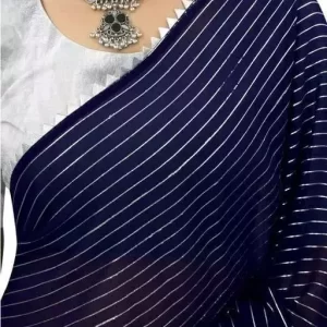 Leheriya Art Silk vy Blue Lace border Saree With Blouse