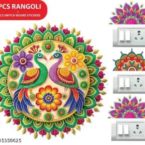 3D Rangoli sticker size 32×32 cm + Switch Board stickers Combo