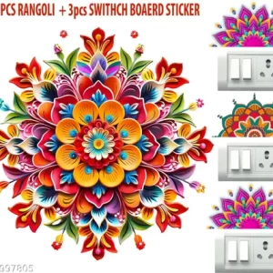 3D Rangoli sticker size 32×32 cm + Switch Board stickers Combo