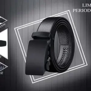 Men’s PU Leather Black Autolock Grip Belt