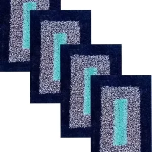 4 NAVY BLUE SMALL DOOR MAT FLOOR MAT COTTON MATERIAL PACK OF 4MATS