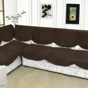 Velvet Quilted latest premium quilty Sofa Cover Set for L Seater Sofa | L Seater Sofa Slip Covers/Velvet Quilted Sofa Panel (Brown, L Seater)