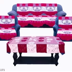 Flavio sofa cover set 5 seater under 300 with table cover(40 x 60 Inches) with 6 Pieces of long seat and back cover and 4 Pieces of long seat and back cover (3+1+1)Set Of 11 Pic