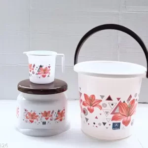Avocet 3 Piece bathroom Set 18 Ltr Bucket, 1.5 Ltr Mug, Stool (Orange)